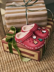 Red Christmas Lined Clog Slippers - Image 2 of 8
