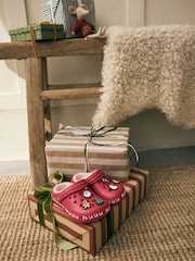 Red Christmas Lined Clog Slippers - Image 3 of 8
