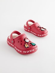 Red Christmas Lined Clog Slippers - Image 4 of 8