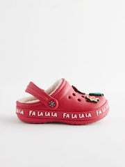 Red Christmas Lined Clog Slippers - Image 5 of 8