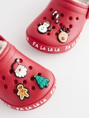 Red Christmas Lined Clog Slippers - Image 6 of 8
