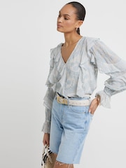 River Island блузка с вышивкой ришелье и оборками - Изображение 3 из 6
