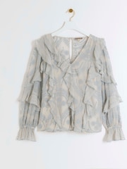 River Island блузка с вышивкой ришелье и оборками - Изображение 5 из 6
