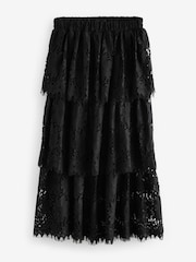 Black Lace Tiered Maxi Skirt - Image 5 of 7