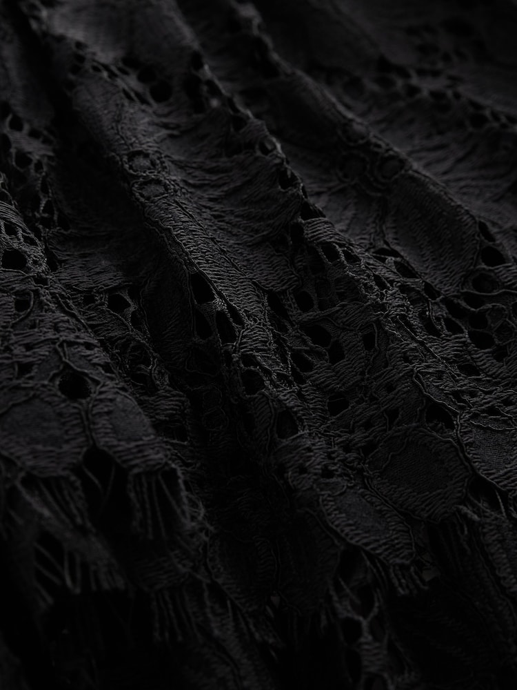 Black Lace Tiered Maxi Skirt - Image 7 of 7