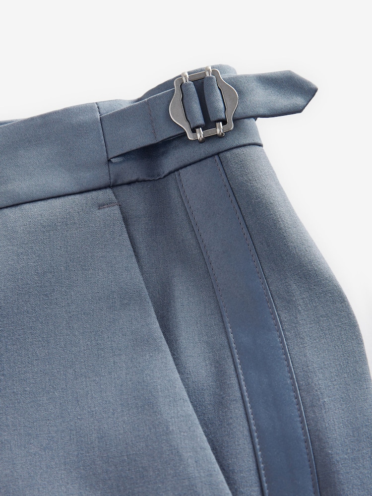 Bleu moyen - Coupe ajustée Tuxedo Pantalon de costume - Image 10 of 10