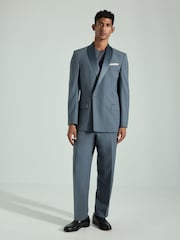 Bleu moyen - Coupe ajustée Tuxedo Pantalon de costume - Image 2 of 10