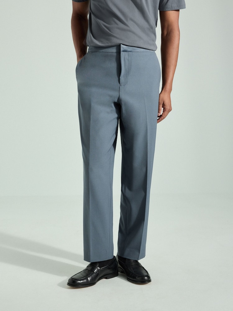 Bleu moyen - Coupe ajustée Tuxedo Pantalon de costume - Image 3 of 10
