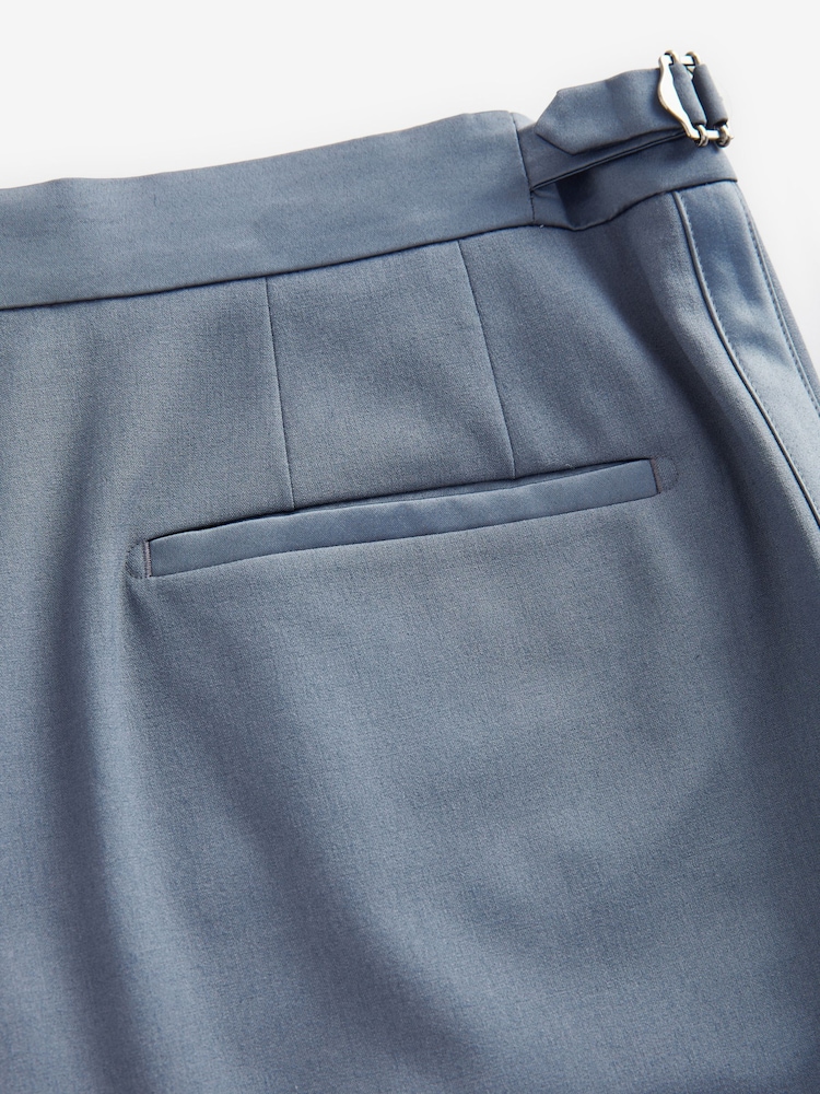 Bleu moyen - Coupe ajustée Tuxedo Pantalon de costume - Image 9 of 10