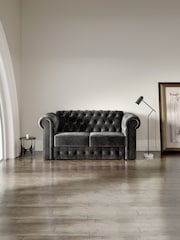 Jay-Be Luxe Velvet Steel Grey Chesterfield 2 Seater Sofa Bed - Image 1 of 6