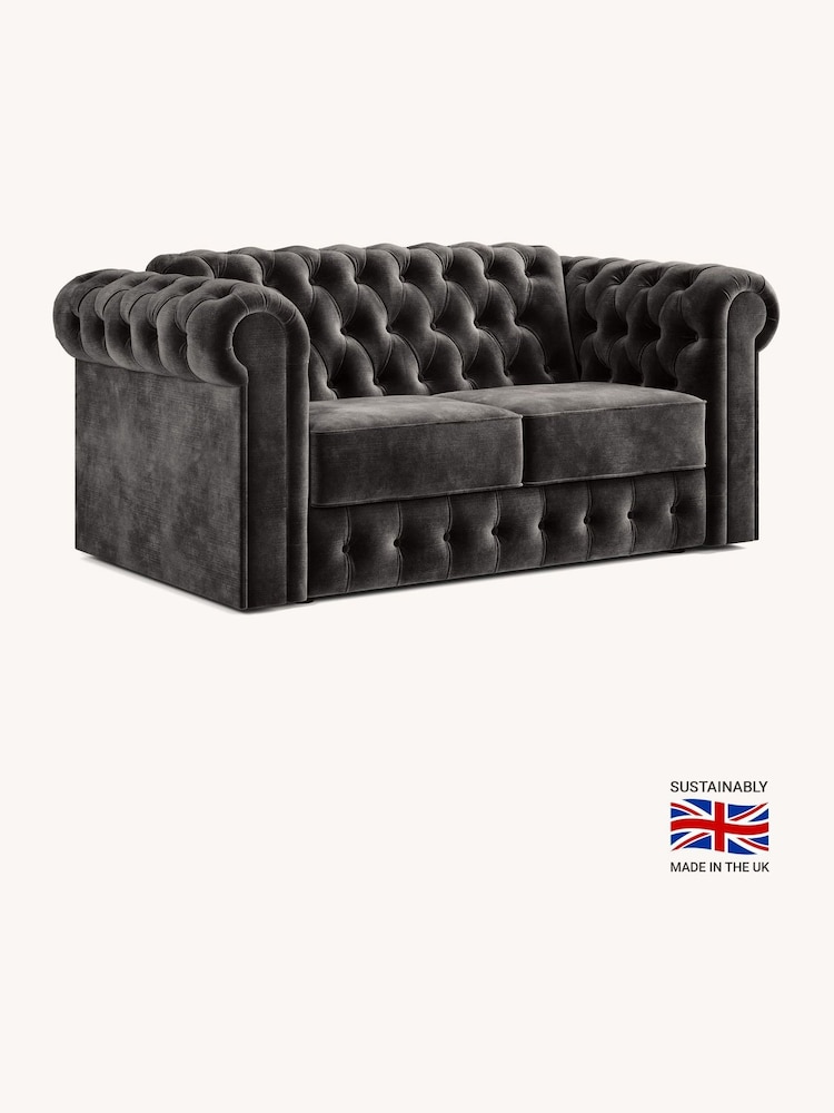 Jay-Be Luxe Velvet Steel Grey Chesterfield 2 Seater Sofa Bed - Image 2 of 6