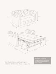 Jay-Be Luxe Velvet Steel Grey Chesterfield 2 Seater Sofa Bed - Image 6 of 6