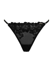 Pour Moi Black India Bold Floral Embroidery Thongs - Image 3 of 4