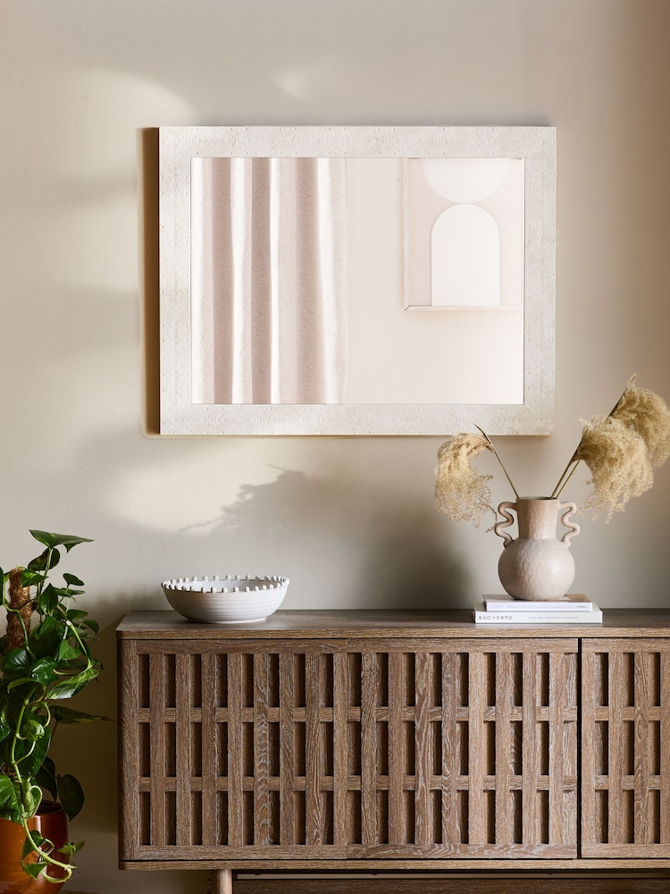 White Stone Effect Over Mantel Wall Mirror - Image 1 of 6