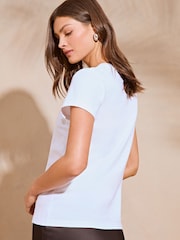 Lipsy White Round Neck Embellished T-Shirt - Image 2 of 4