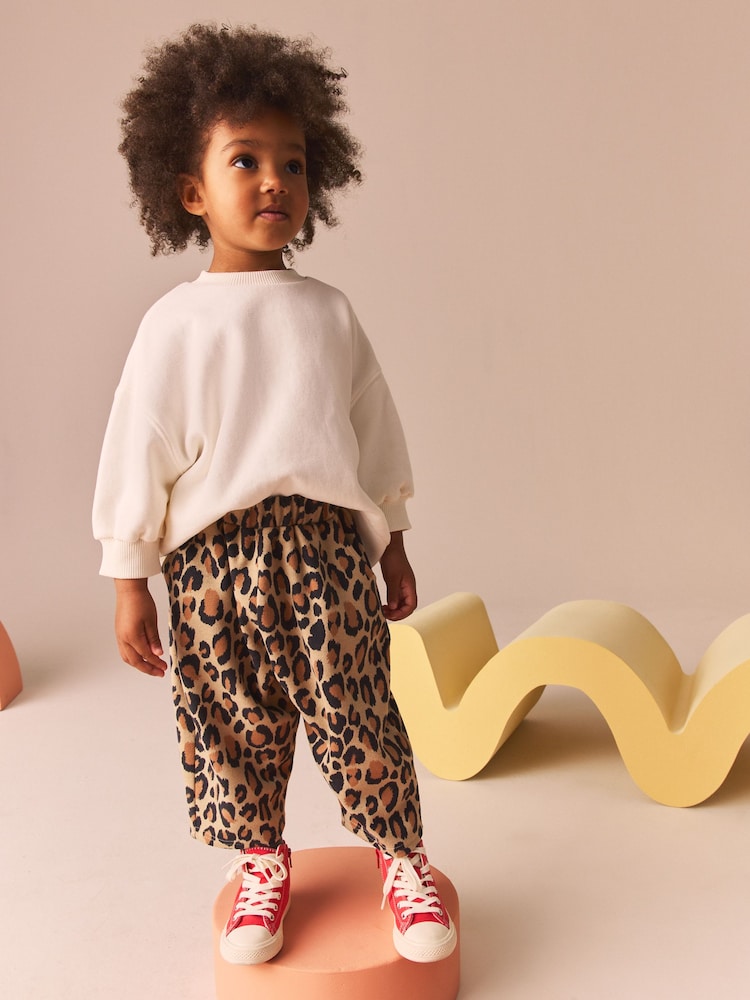 Animal Leopard Print Textured Barrel Leg Trousers (3mths-7yrs) - Image 1 of 8