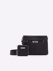 River Island Black Monogram Tri Comp Cross-Body Bag - Image 1 of 4