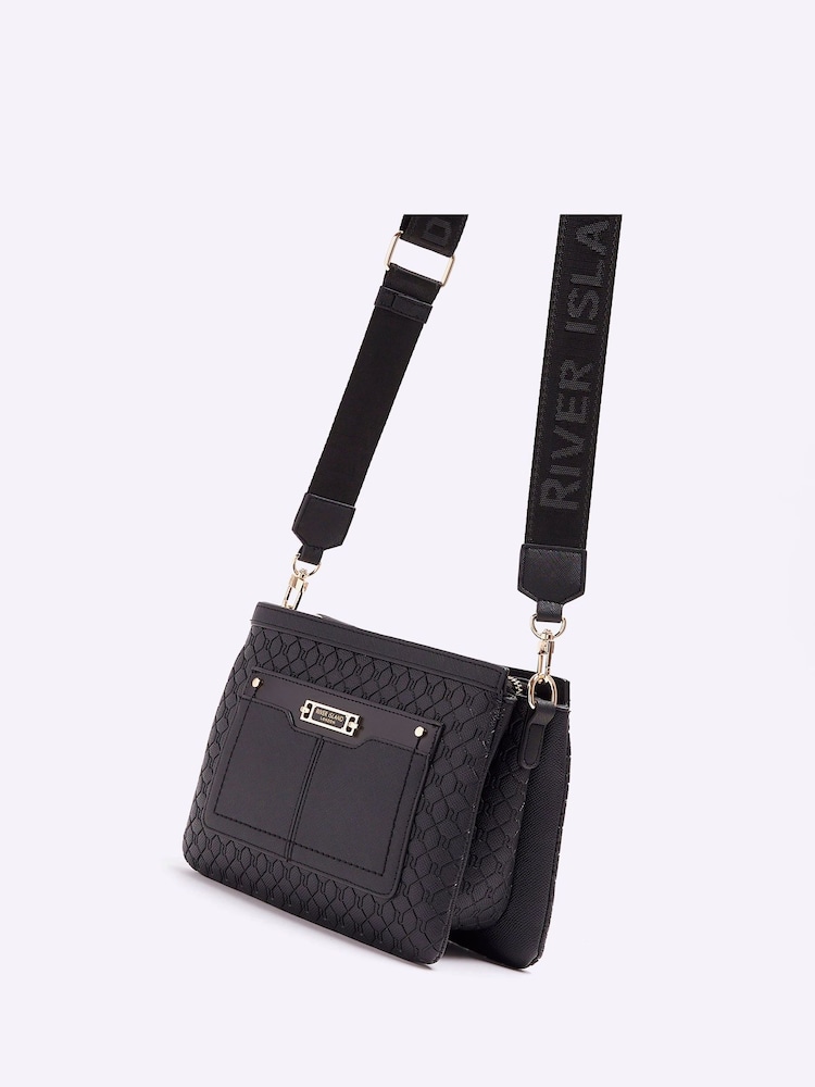 River Island Black Monogram Tri Comp Cross-Body Bag - Image 4 of 4