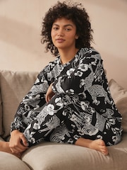 Black & White Tiger 100% Cotton Long Sleeve Pyjamas - Image 1 of 9