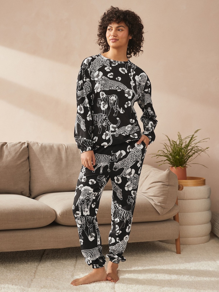 Black & White Tiger 100% Cotton Long Sleeve Pyjamas - Image 2 of 9