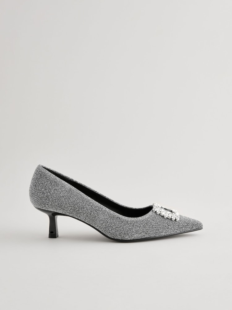 Silver Forever Comfort® Jewel Kitten Heels - Image 3 of 7