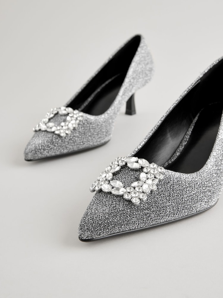 Silver Forever Comfort® Jewel Kitten Heels - Image 5 of 7