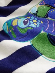Boden Blue Turtle Appliqué Towelling Throw On - Image 4 of 4
