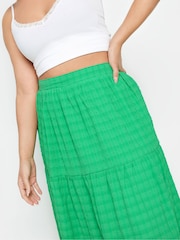 Yours Curve Green Tiered Check Midi Skirt - Image 5 of 6
