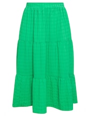 Yours Curve Green Tiered Check Midi Skirt - Image 6 of 6