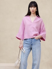 Banana Republic Purple European Linen Shirt - Image 1 of 1
