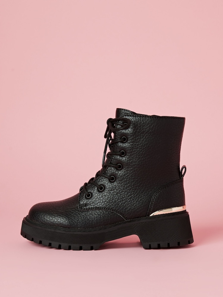 Lipsy Rainbow Chunky Chaussures plates Faux Leather Party À lacets Ankle Boot - Image 1 de 4