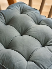 Sage Green Linen Look Padded 100% Cotton Dining Chair Seat Cushions - Image 3 of 3