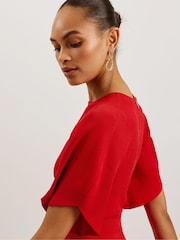 Ted Baker Red Oliviha Rib Engineered Skater Dress - Image 2 of 5