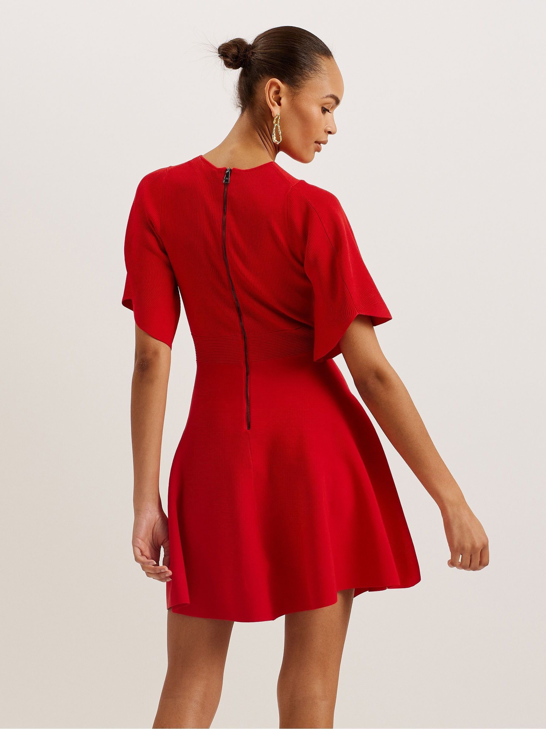 Buy Ted Baker Red Oliviha Rib Engineered Skater Dress from Next Saudi Arabia
