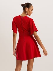 Ted Baker Red Oliviha Rib Engineered Skater Dress - Image 4 of 5