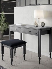 Feather & Black Black Casterton Wooden Dressing Table and Stool - Image 1 of 3