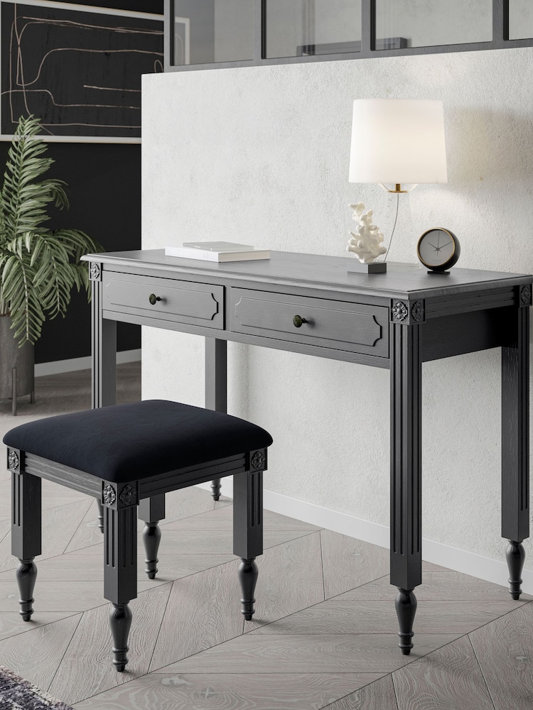 Feather & Black Black Casterton Wooden Dressing Table and Stool - Image 1 of 3