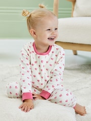 JoJo Maman Bébé Cream Heart Jersey Pyjamas - Image 1 of 7