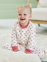 JoJo Maman Bébé Cream Heart Jersey Pyjamas - Image 2 of 7