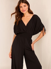 Lipsy Black V Neck Wrap Holiday Shop Jumpsuit - Image 4 of 4