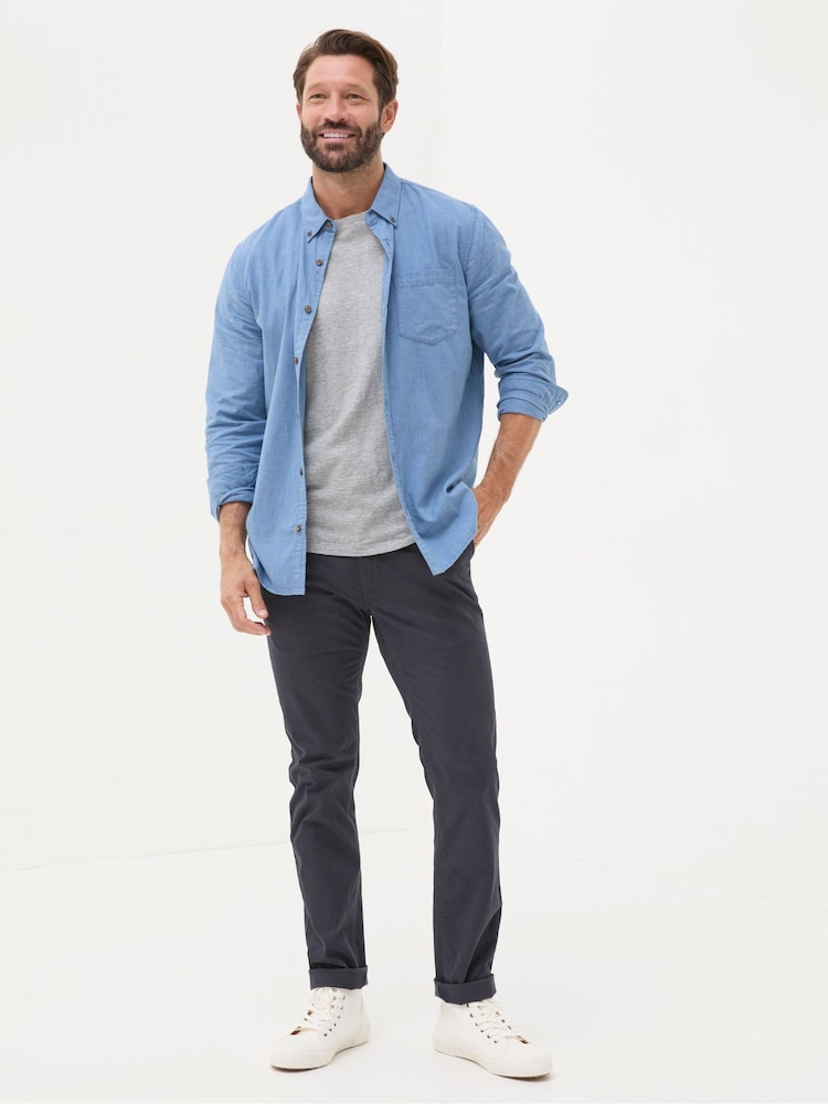 FatFace Light Blue Long Sleeve Tadlow Shirt - Image 2 of 6