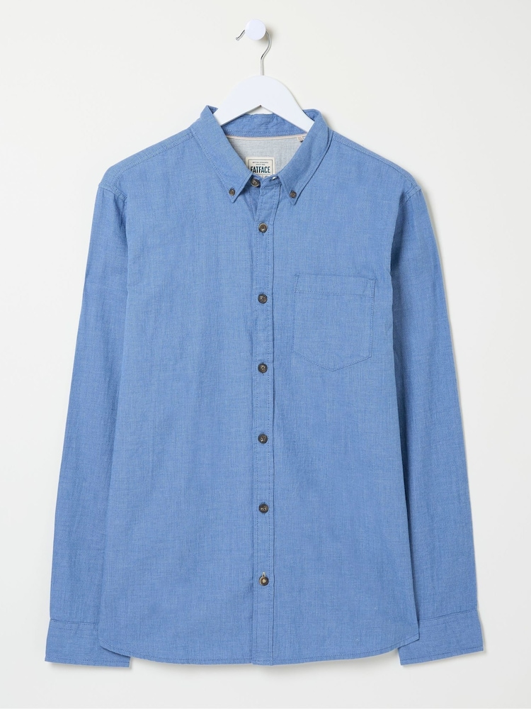 FatFace Light Blue Long Sleeve Tadlow Shirt - Image 6 of 6