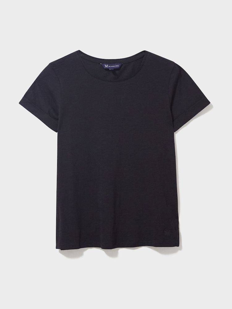 Crew Clothing Black Perfect Slub 100% Cotton T-Shirt - Image 5 of 5