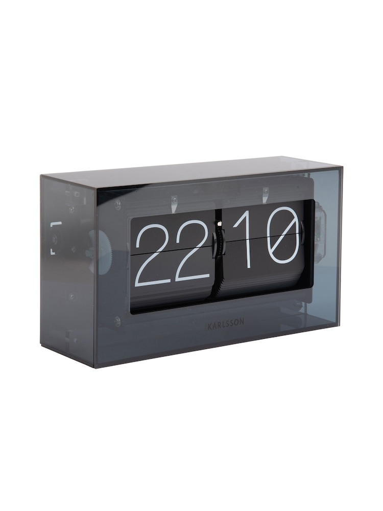 Karlsson Black Boxed Flip Table Clock - Image 2 of 4 Karlsson Black Boxed Flip Table Clock - Image 2 of 4