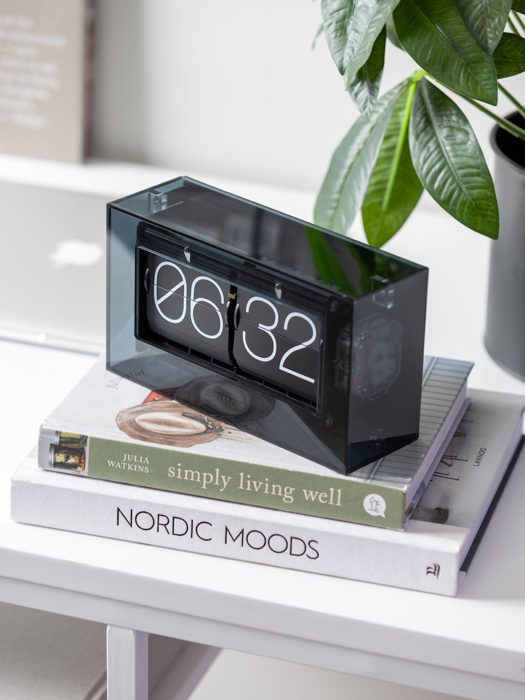Karlsson Black Boxed Flip Table Clock - Image 4 of 4 Karlsson Black Boxed Flip Table Clock - Image 4 of 4