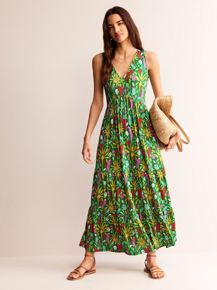 Boden Green Sylvia Jersey Maxi Tier Dress - Image 2 of 5
