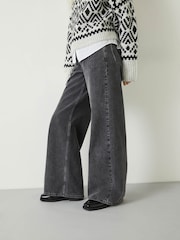Hush Grey Abi Wide Leg 100% Cotton Jeans - Image 1 of 5