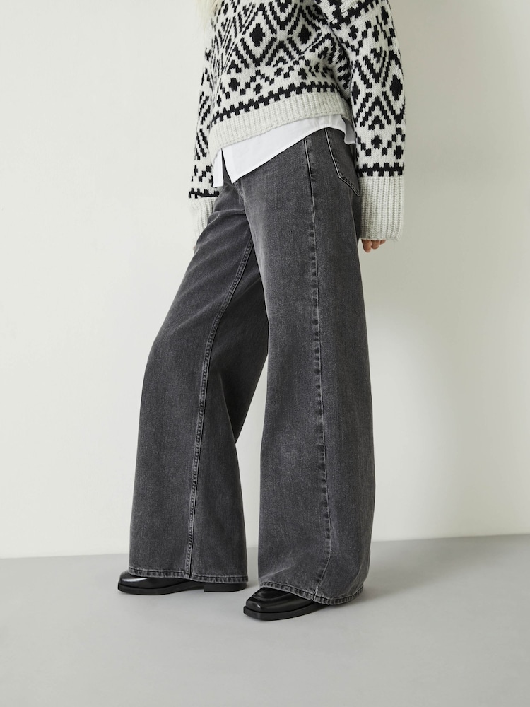 Hush Grey Abi Wide Leg 100% Cotton Jeans - Image 1 of 5
