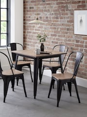 Julian Bowen Mocha Elm Black Grafton Metal Chairs Set Of 4 - Image 1 of 6