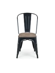 Julian Bowen Mocha Elm Black Grafton Metal Chairs Set Of 4 - Image 3 of 6